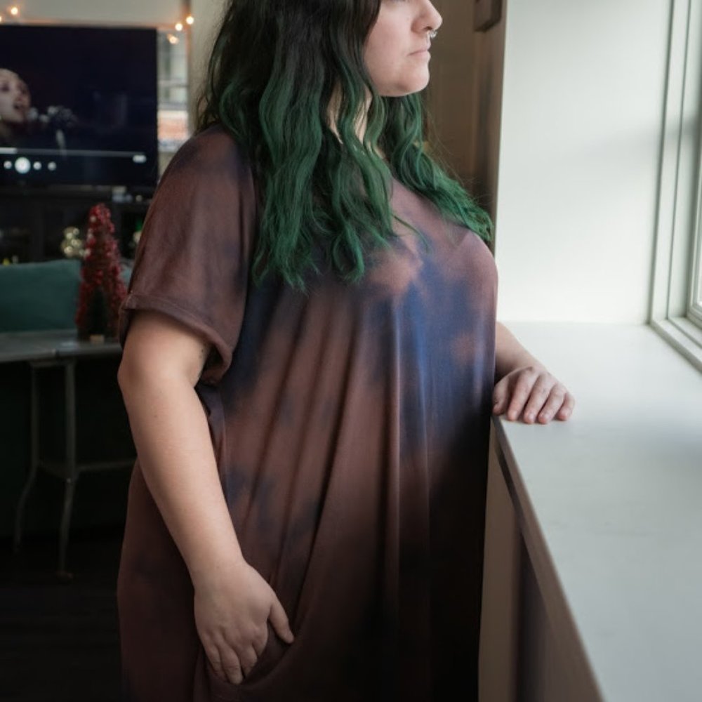 Reverse Tie Dye Navy Blue Maxi Dress